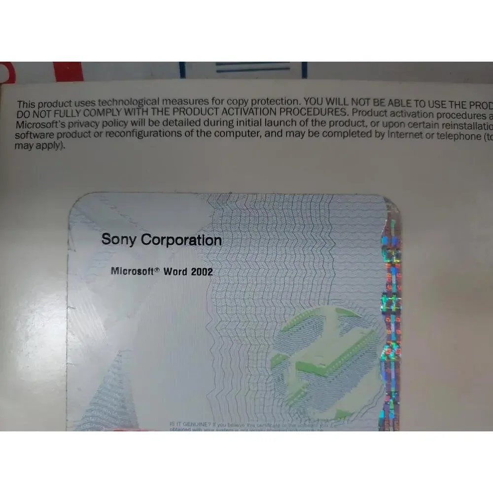 Sony Microsoft WORD 2002 Install Disc No Keycodes - #191